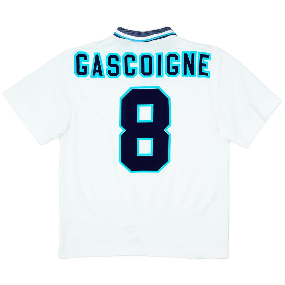 1995-97 England Home Shirt Gascoigne #8 - 8/10 - (M)