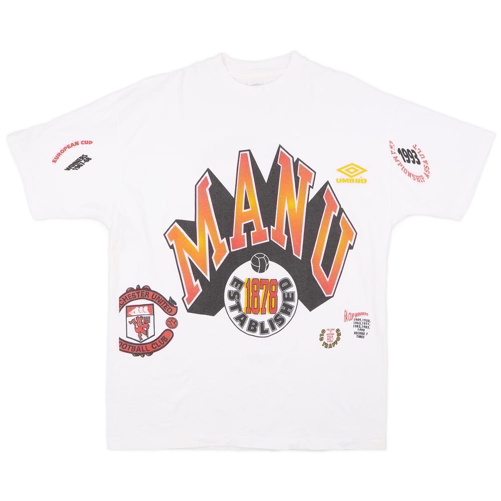 1990s Manchester United Umbro Graphic Tee - 8/10 - (XL)