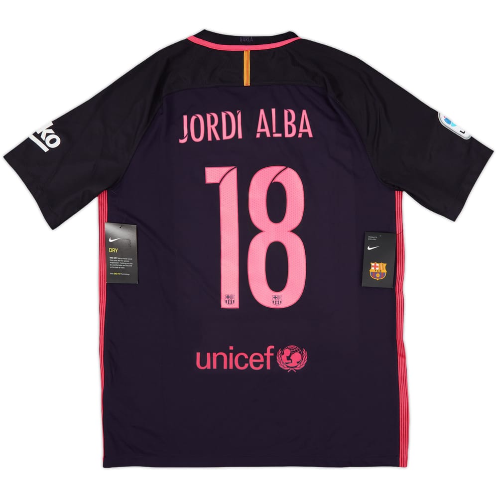 2016-17 Barcelona Away Shirt Jordi Alba #18 (L)