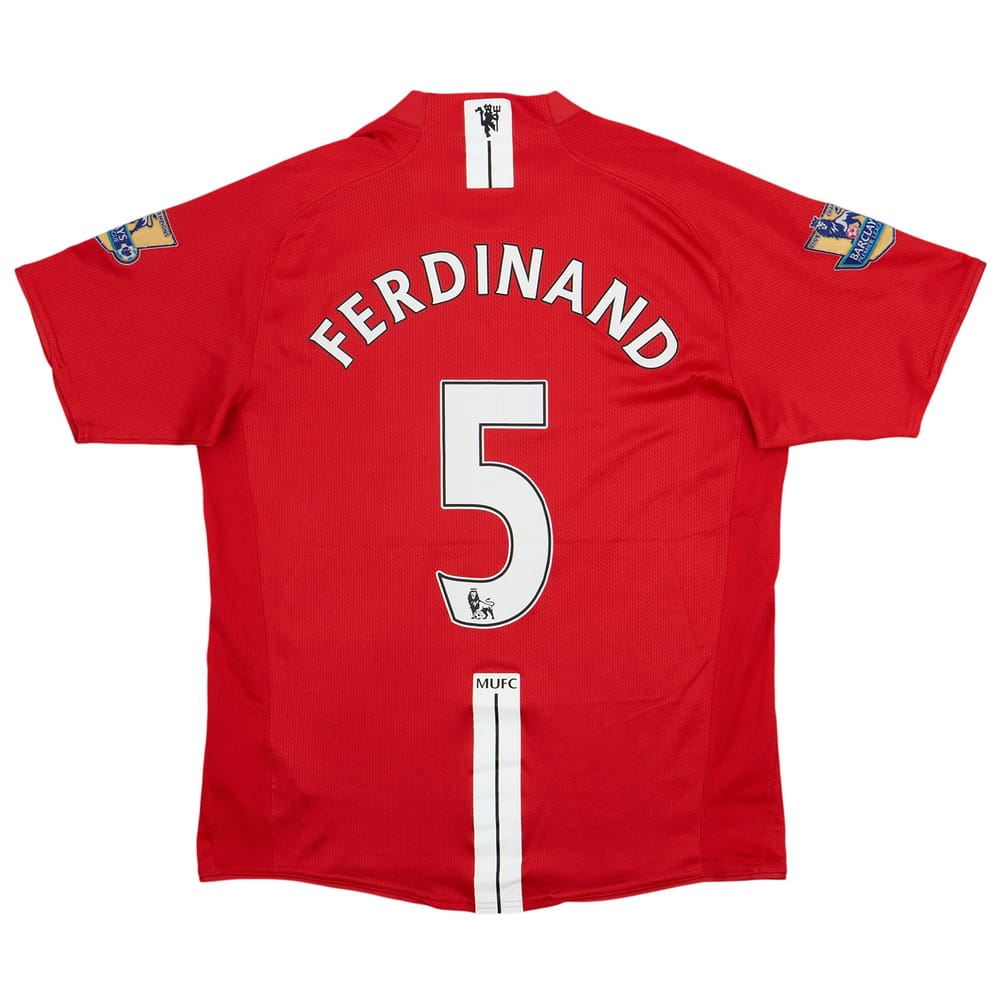 2007-09 Manchester United Home Shirt Ferdinand #5 - 7/10 - (M)
