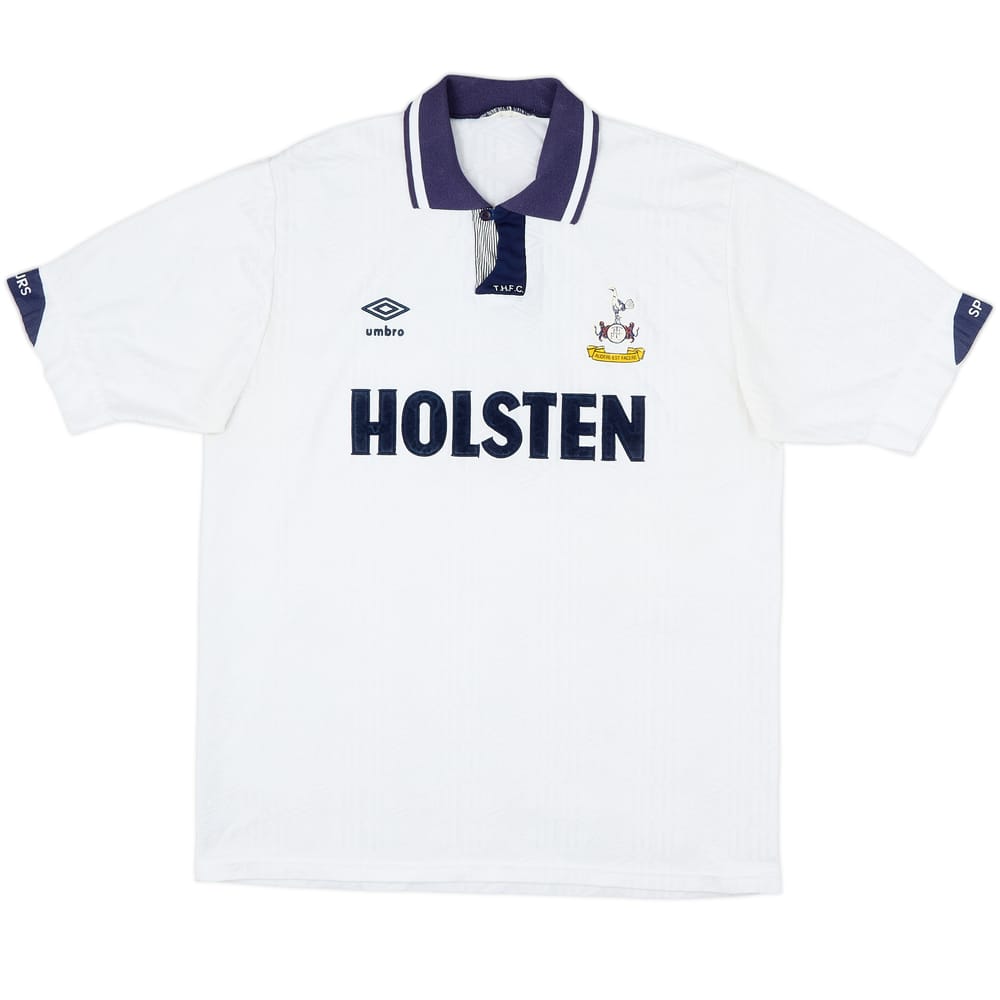 1991-93 Tottenham Home Shirt #8 (Gascoigne) - 8/10 - (L)