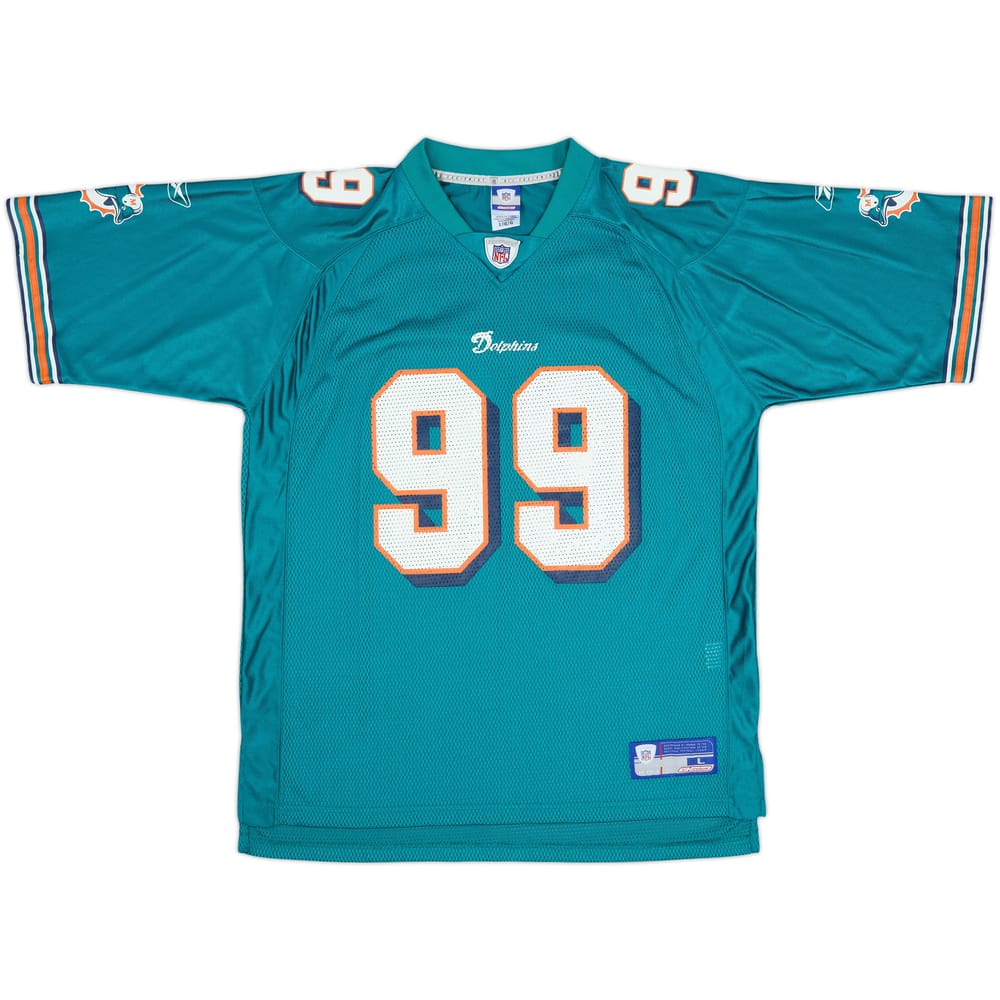2002-04 Miami Dolphins Taylor #99 Reebok On Field Home Jersey - 8/10 - (L)