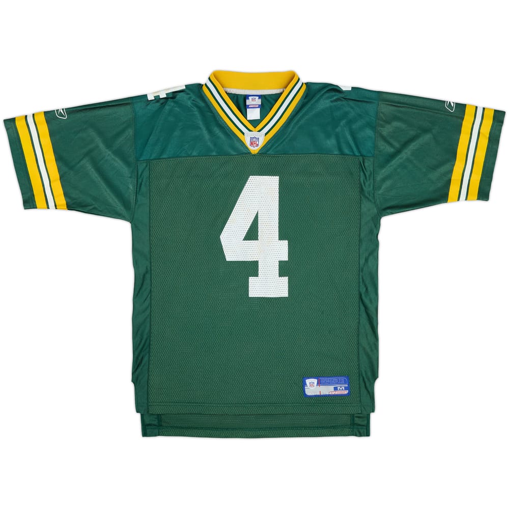 2002-04 Green Bay Packers Favre #4 Reebok On Field Home Jersey - 5/10 - (M)