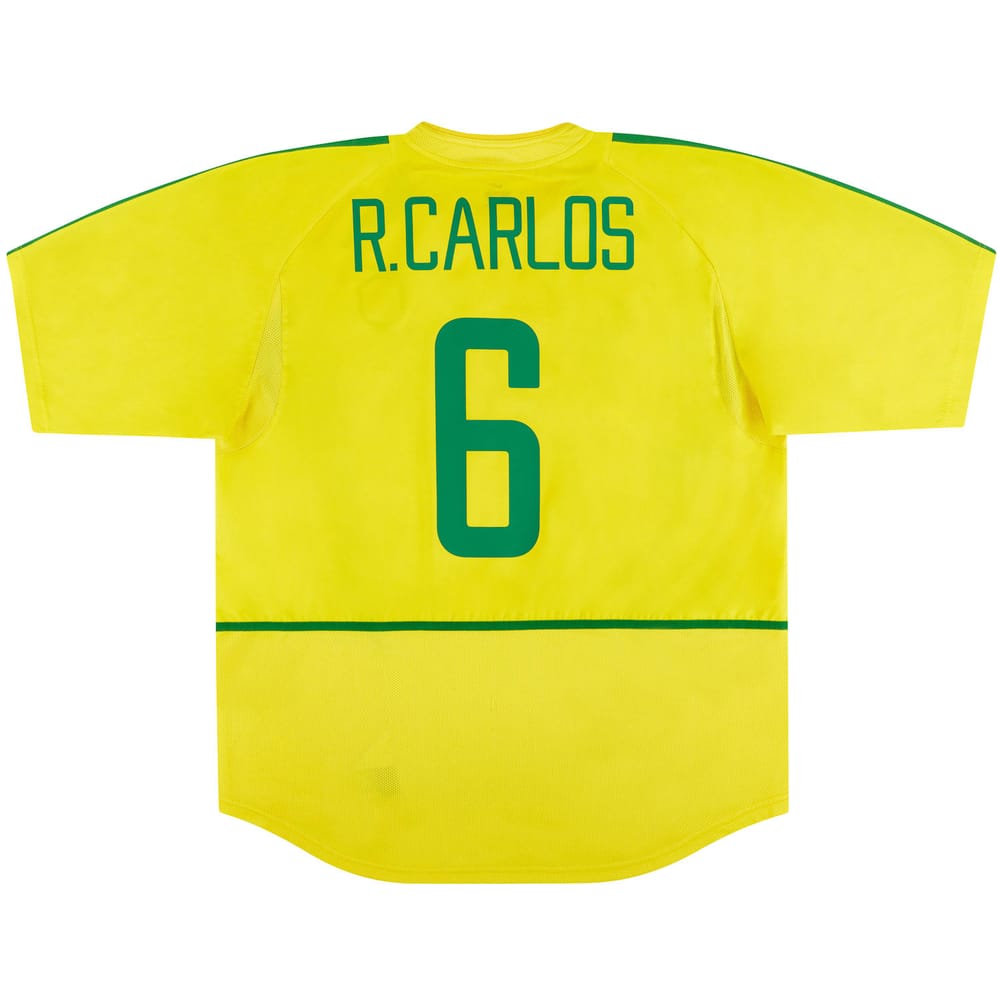 2002-04 Brazil Home Shirt R.Carlos #6 5 Stars (Excellent - 8/10)