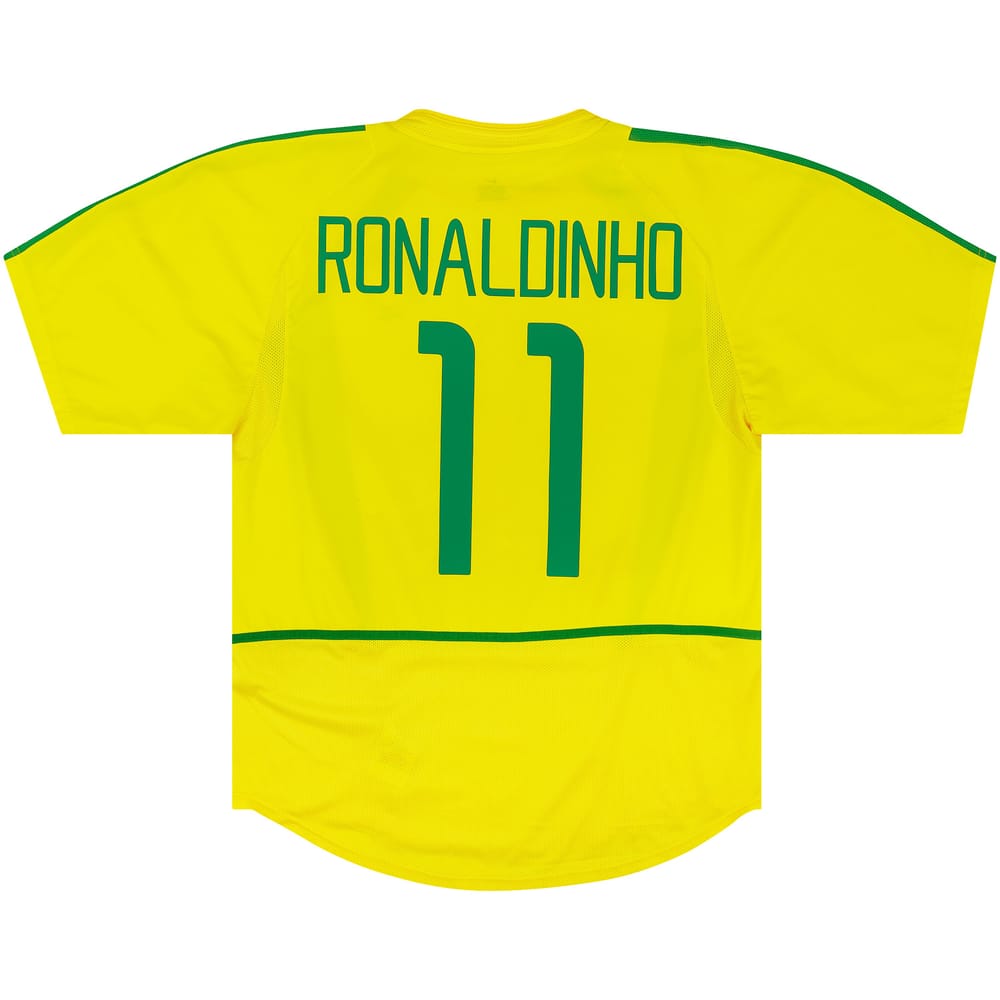 2002-04 Brazil Home Shirt Ronaldinho #11 5 Stars (Excellent - 8/10)