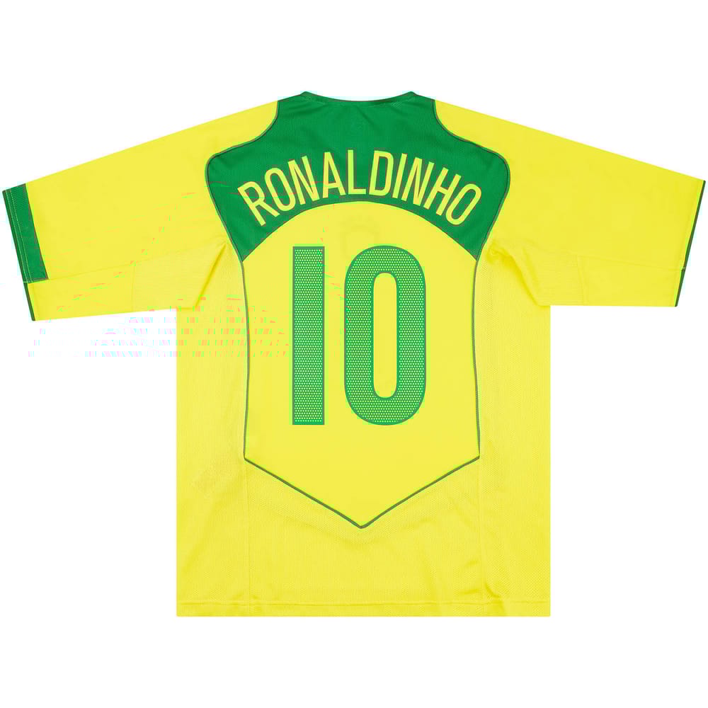 2004-06 Brazil Home Shirt Ronaldinho #10 (Excellent - 9/10)
