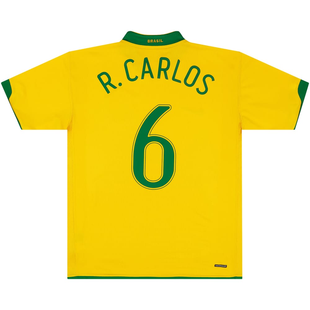 2006-08 Brazil Home Shirt R.Carlos #6 (Very Good - 6/10)