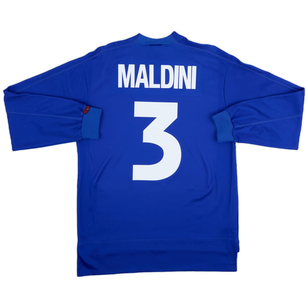 1998-99 Italy Home L/S Shirt Maldini #3 - 8/10 - (S)