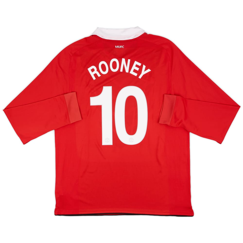 2010-11 Manchester United Home L/S Shirt Rooney #10 - 9/10 - (XL)