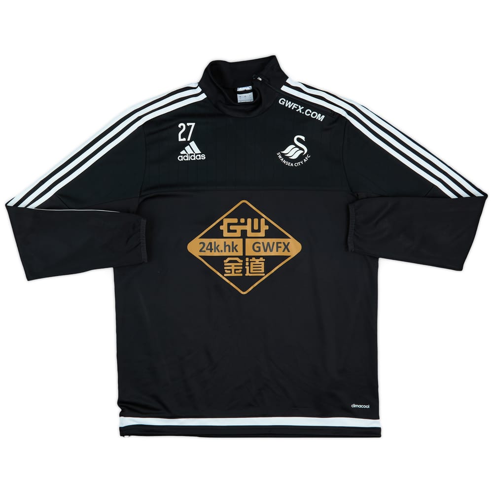 2015-16 Swansea City adidas Player Issue 1/4 Zip Drill Top #27 - 7/10 - (L)