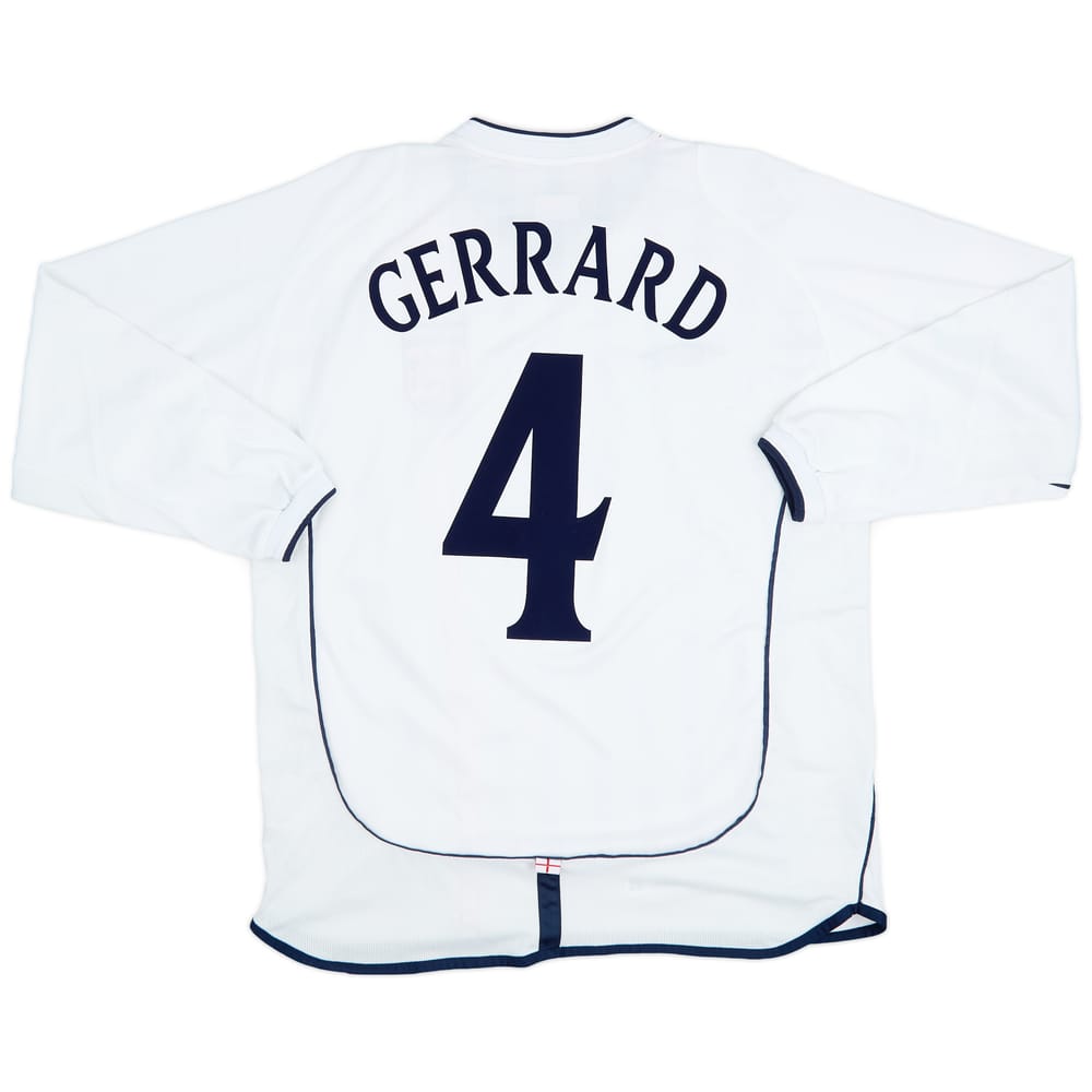 2001-03 England Home L/S Shirt Gerrard #4 - 7/10 - (L)