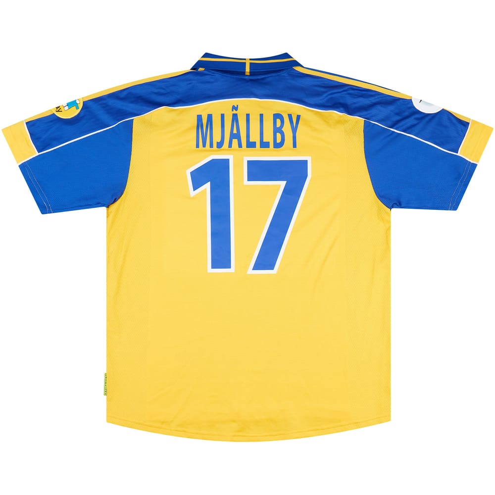 2000 Sweden Match Issue European Championship Home Shirt Mjallby #17 (v Italy)