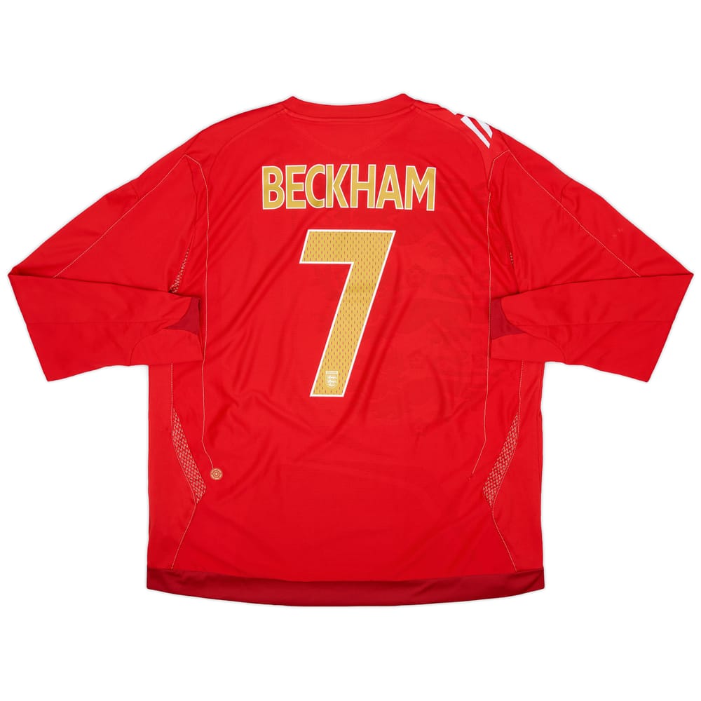 2006-08 England Away L/S Shirt Beckham #7 - 8/10 - (XXL)