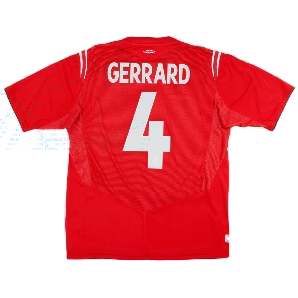 2004-06 England Away Shirt Gerrard #4 - 9/10 - (L)