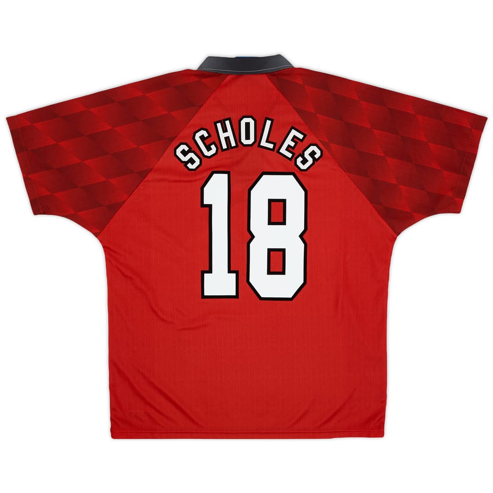 1996-98 Manchester United Home Shirt Scholes #18 - 9/10 - (L)