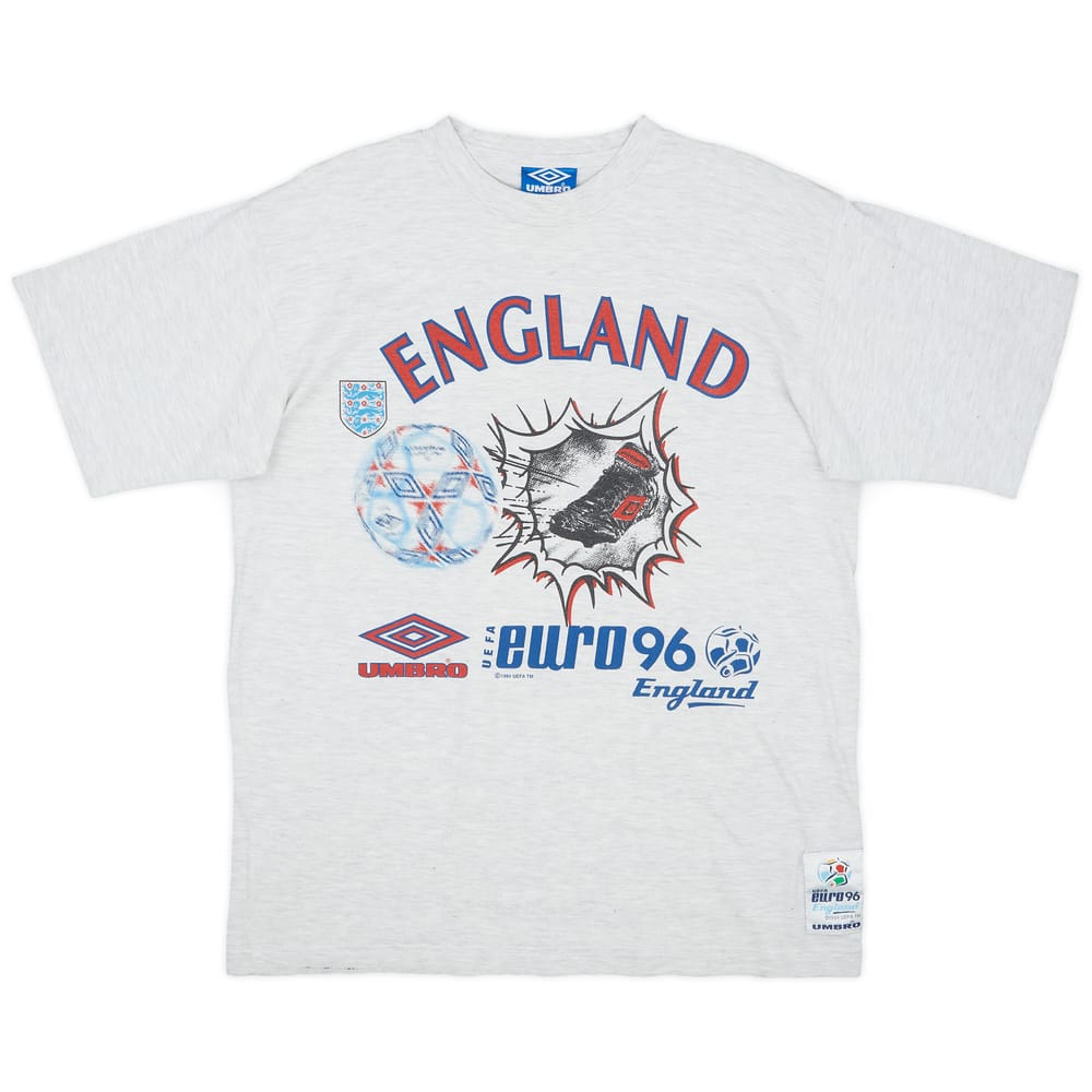 1996 England Umbro 'Euro 96' Cotton Tee - 8/10 - (L)