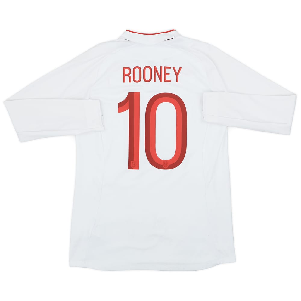 2012-13 England Home L/S Shirt Rooney #10 - 8/10 - (M)