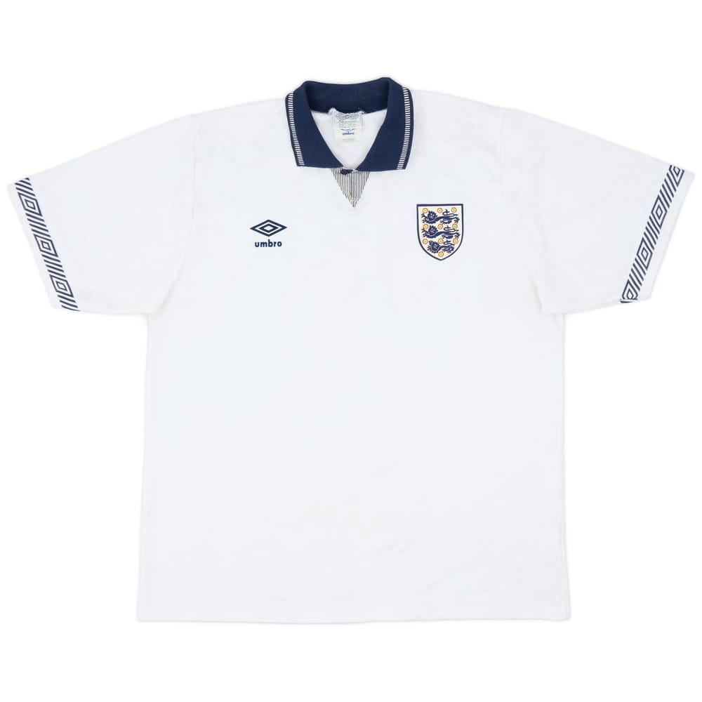 1990-92 England Home Shirt - 8/10 - (XL)