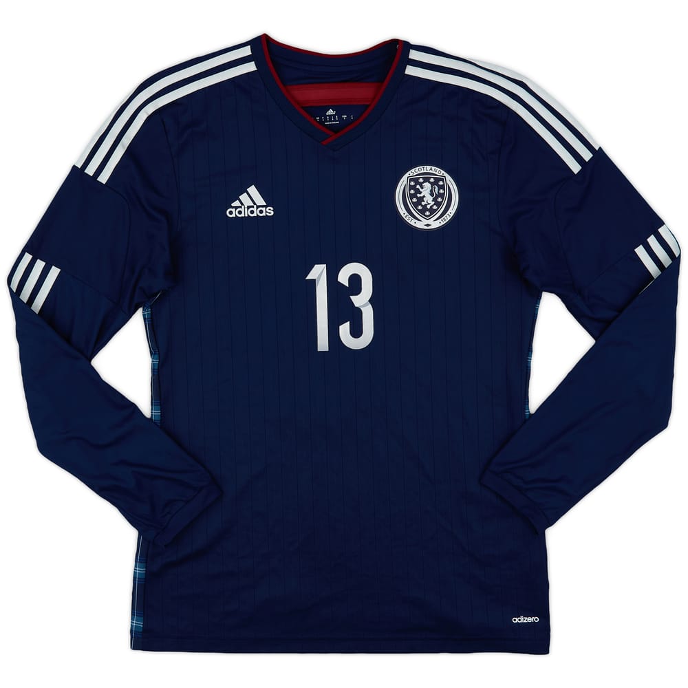 2014-15 Scotland Player Issue Home L/S Shirt #13 - 10/10 - (M)