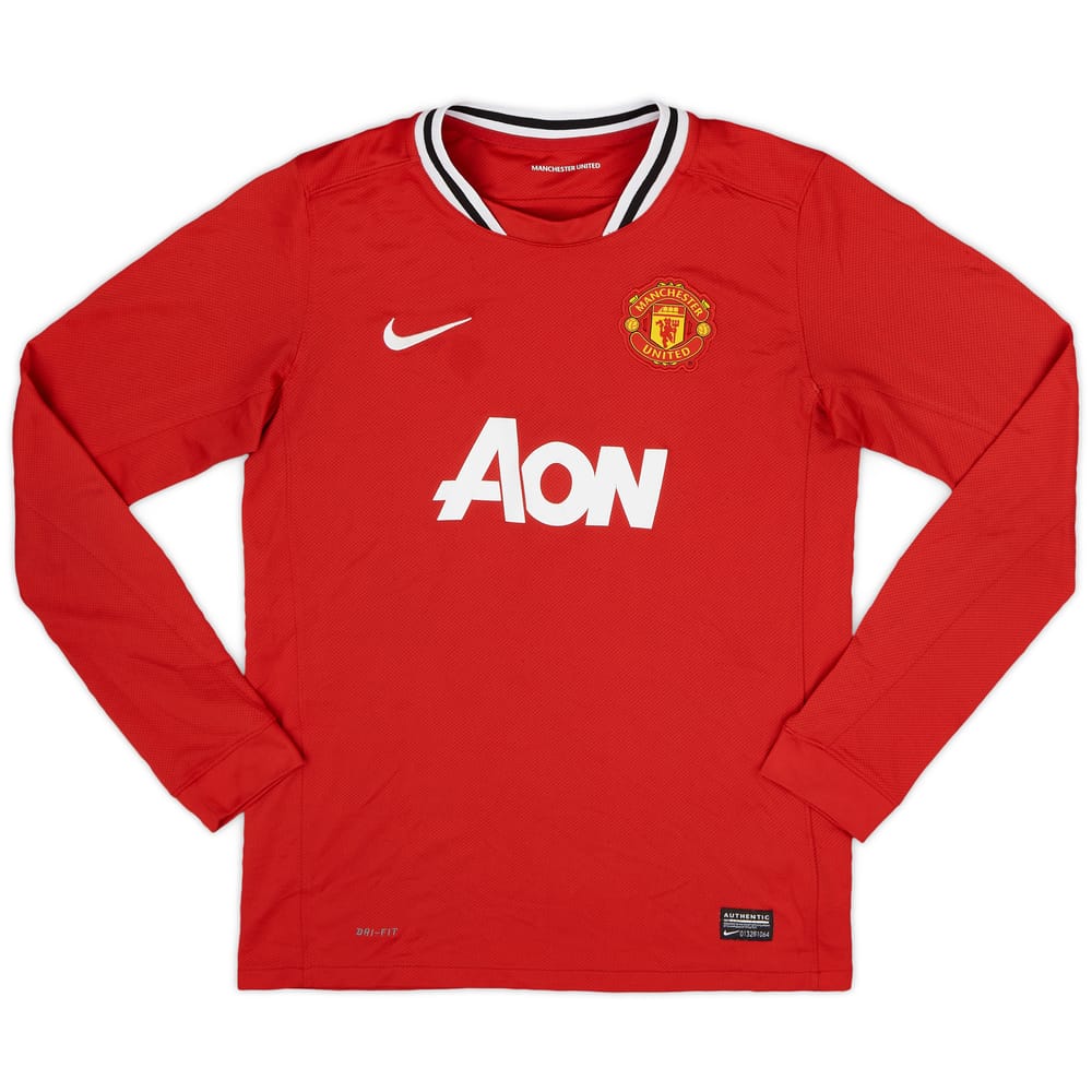 2011-12 Manchester United Home L/S Shirt - 6/10 - (L.Boys)