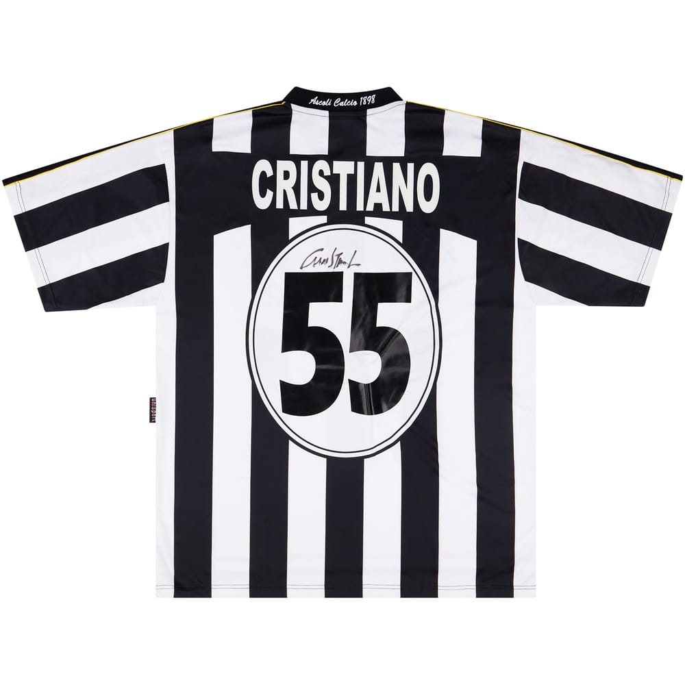 2003-04 Ascoli Match Issue Signed Home Shirt Cristiano #55