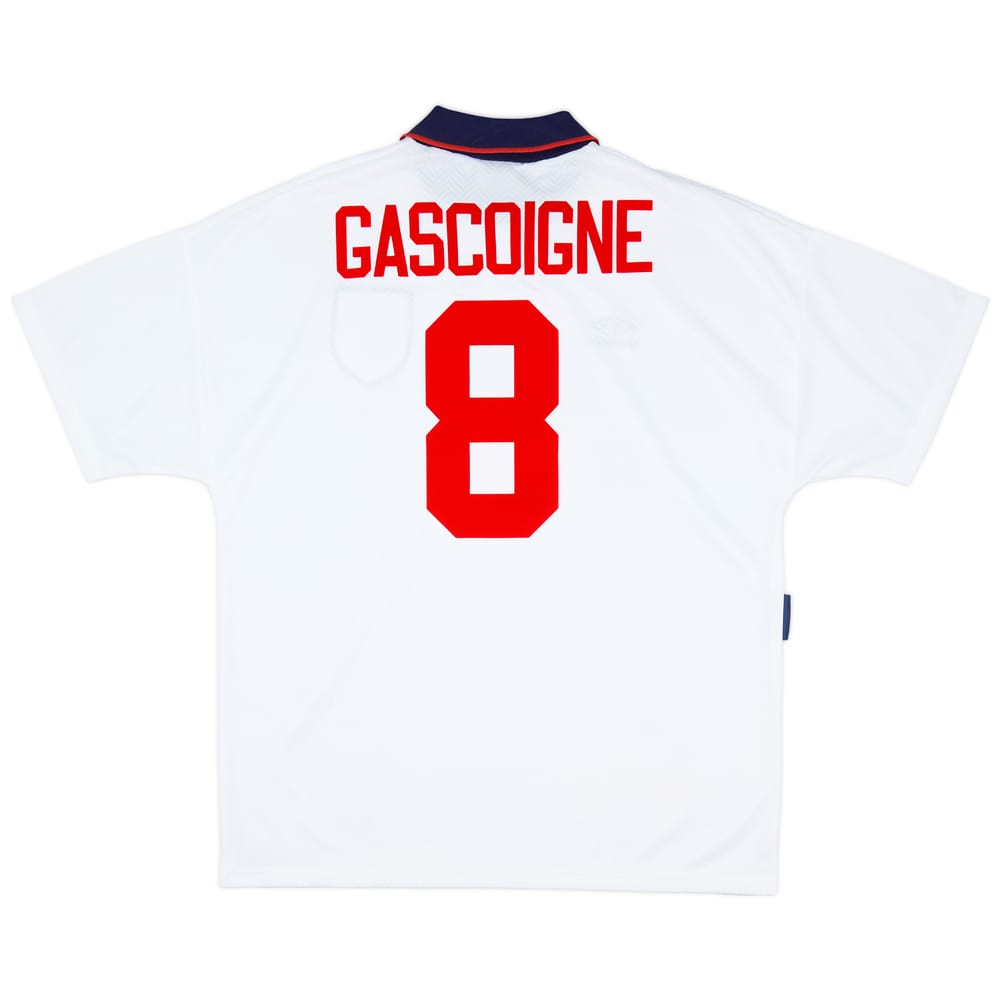 1993-95 England Home Shirt Gascoigne #8 - 10/10 - (XL)