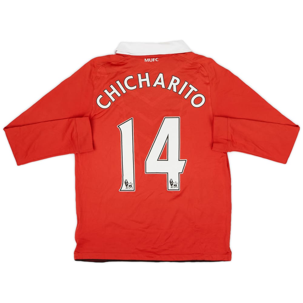 2010-11 Manchester United Home L/S Shirt Chicharito #14 - 7/10 - (XL.Boys)