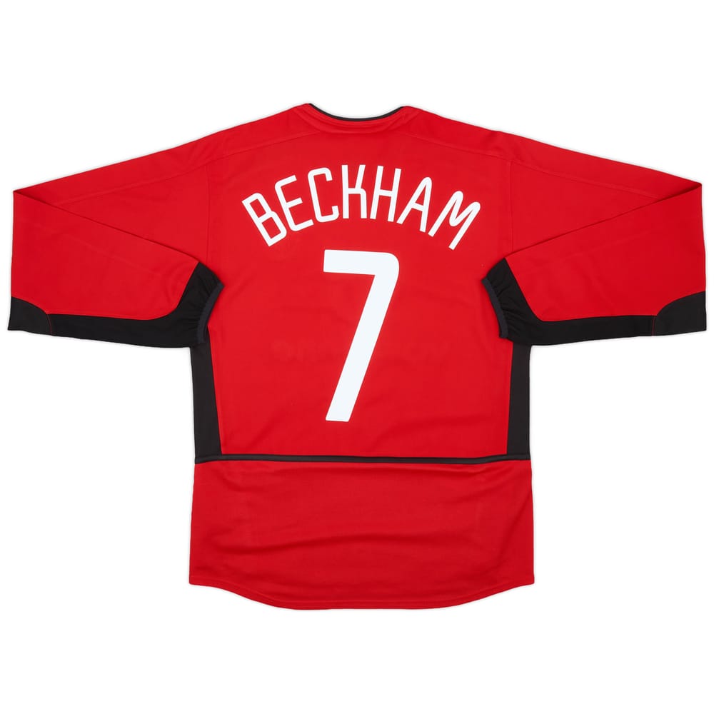 2002-04 Manchester United Home L/S Shirt Beckham #7 - 8/10 - (S)