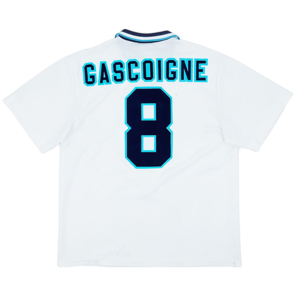 1995-97 England Home Shirt Gascoigne #8 - 8/10 - (XL)