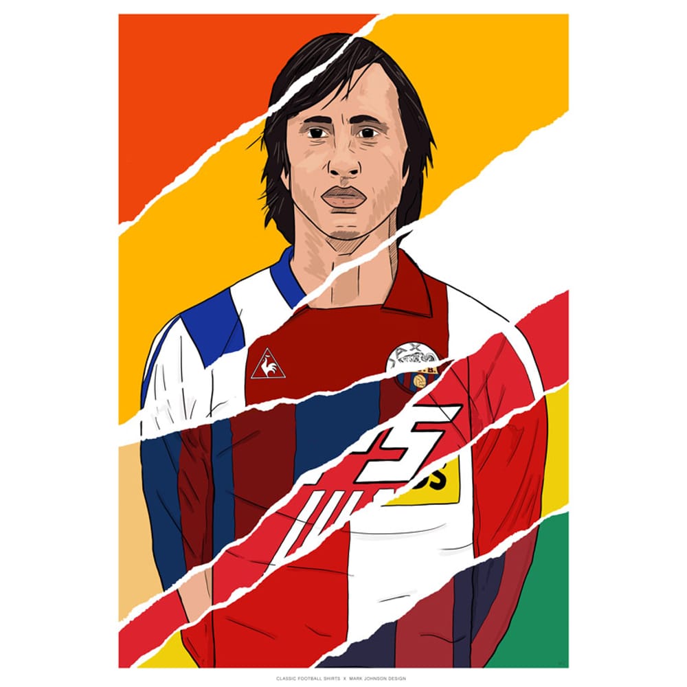 1964-1984 Johan Cruyff Career In Shirts A3 Print/Poster