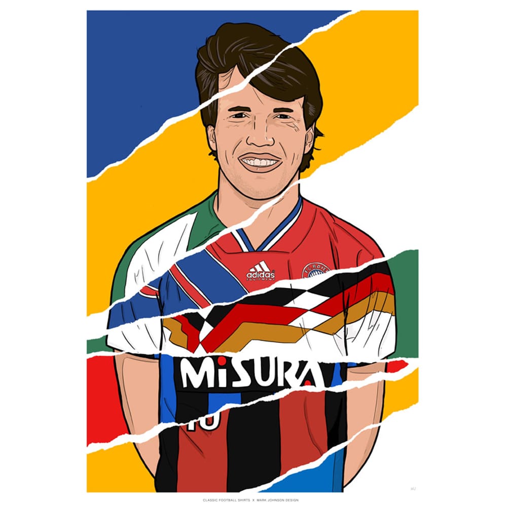 1979-2000 Lothar Matthaus Career In Shirts A3 Print/Poster