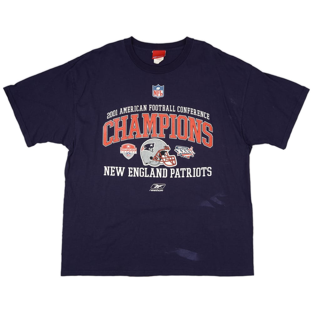 2001 New England Patriots AFC Champions Reebok Tee (Very Good) XL