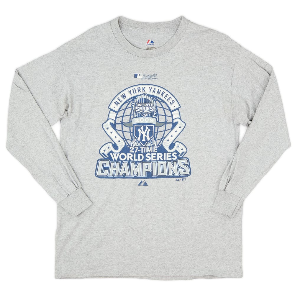 2009 New York Yankees World Series Champions Majestic L/S Tee (Excellent) L