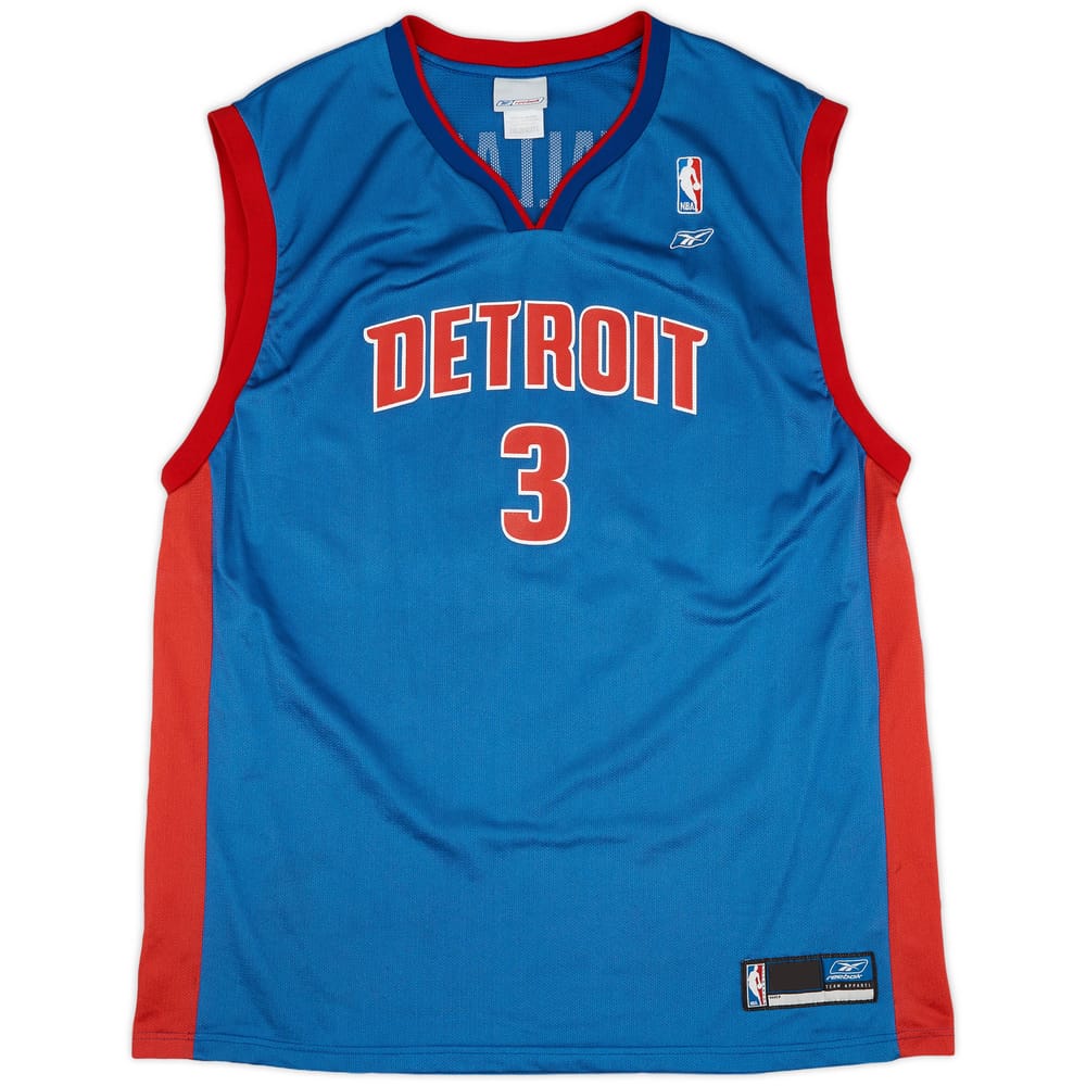 2002-06 Detroit Pistons Wallace #3 Reebok Away Jersey (Very Good) XXL