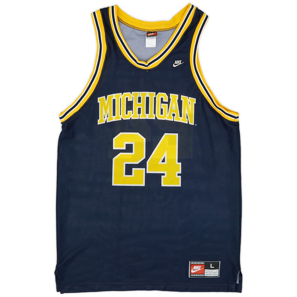 1991-95 Michigan Wolverines King #24 Nike Away Jersey (Very Good) L