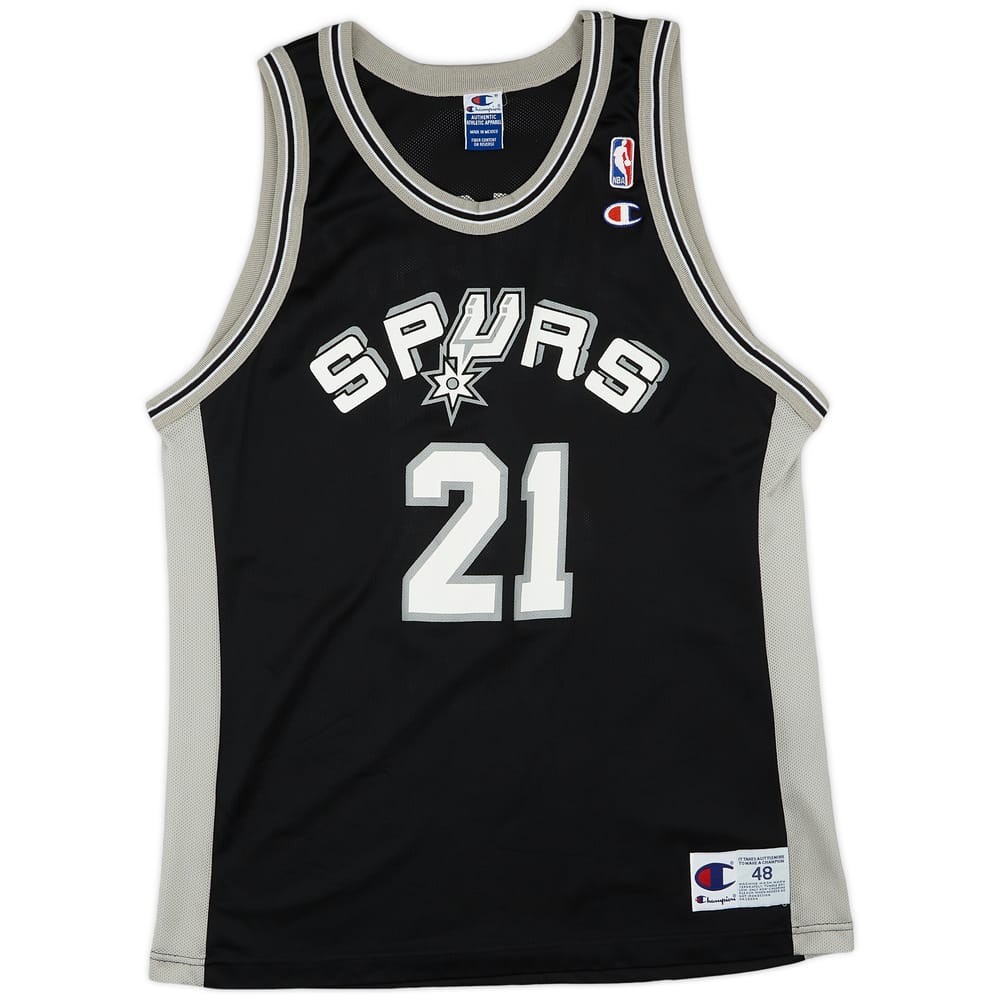 1997-01 San Antonio Spurs Duncan #21 Champion Away Jersey (Excellent) XL