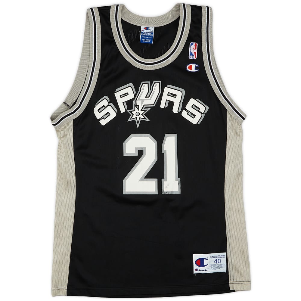 1997-01 San Antonio Spurs Duncan #21 Champion Away Jersey (Very Good) M