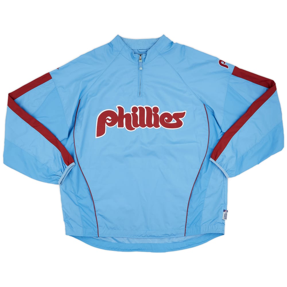  2009 Philadelphia Phillies Cooperstown Collection Majestic 1/4 Zip Rain Jacket (Excellent) XL
