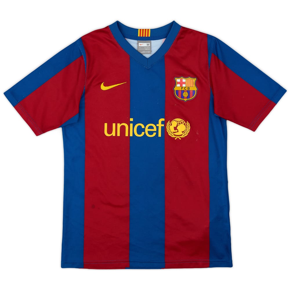 2007-08 Barcelona Basic Home Shirt - 9/10 - (M.Boys)
