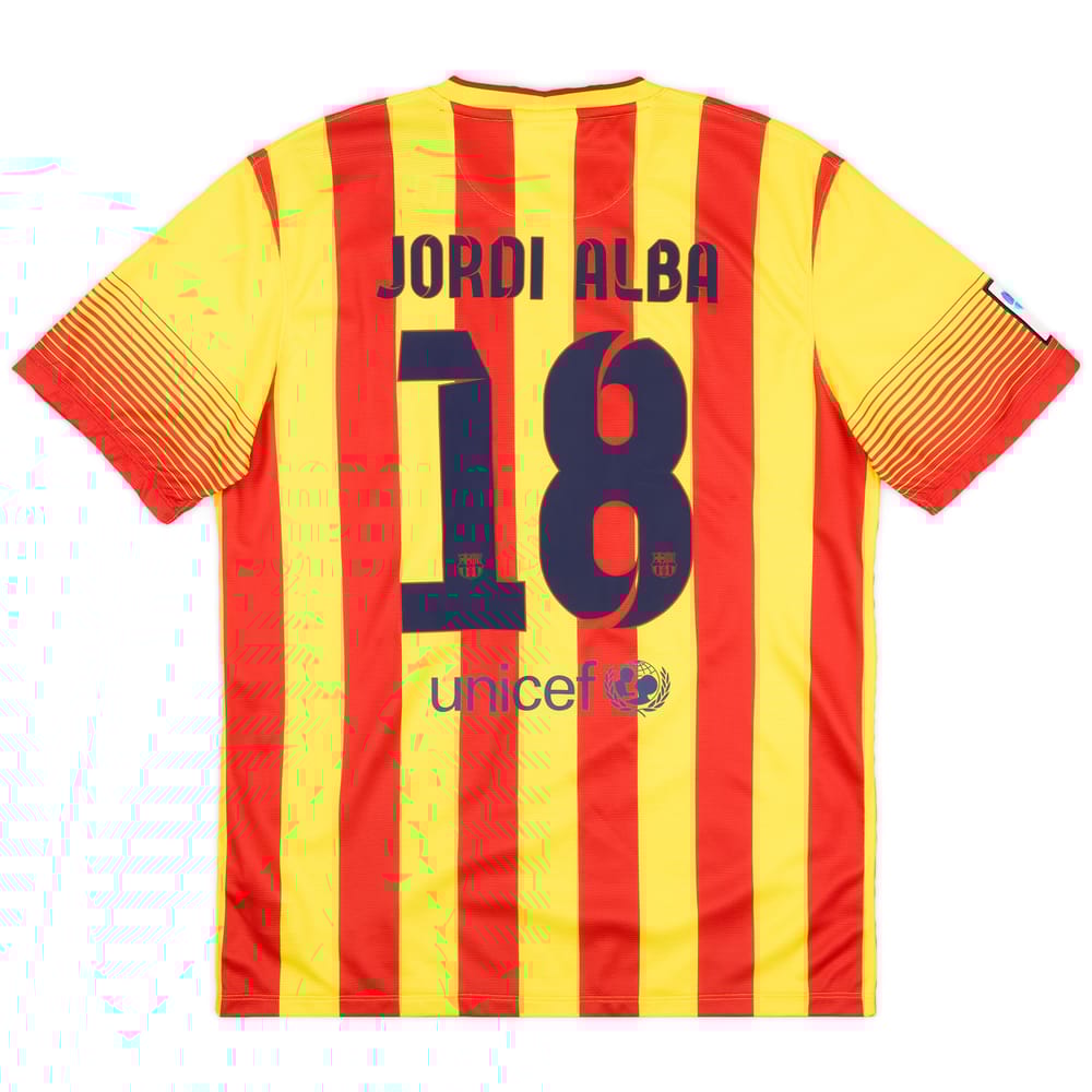 2013-14 Barcelona Away Shirt Jordi Alba #18 (L)