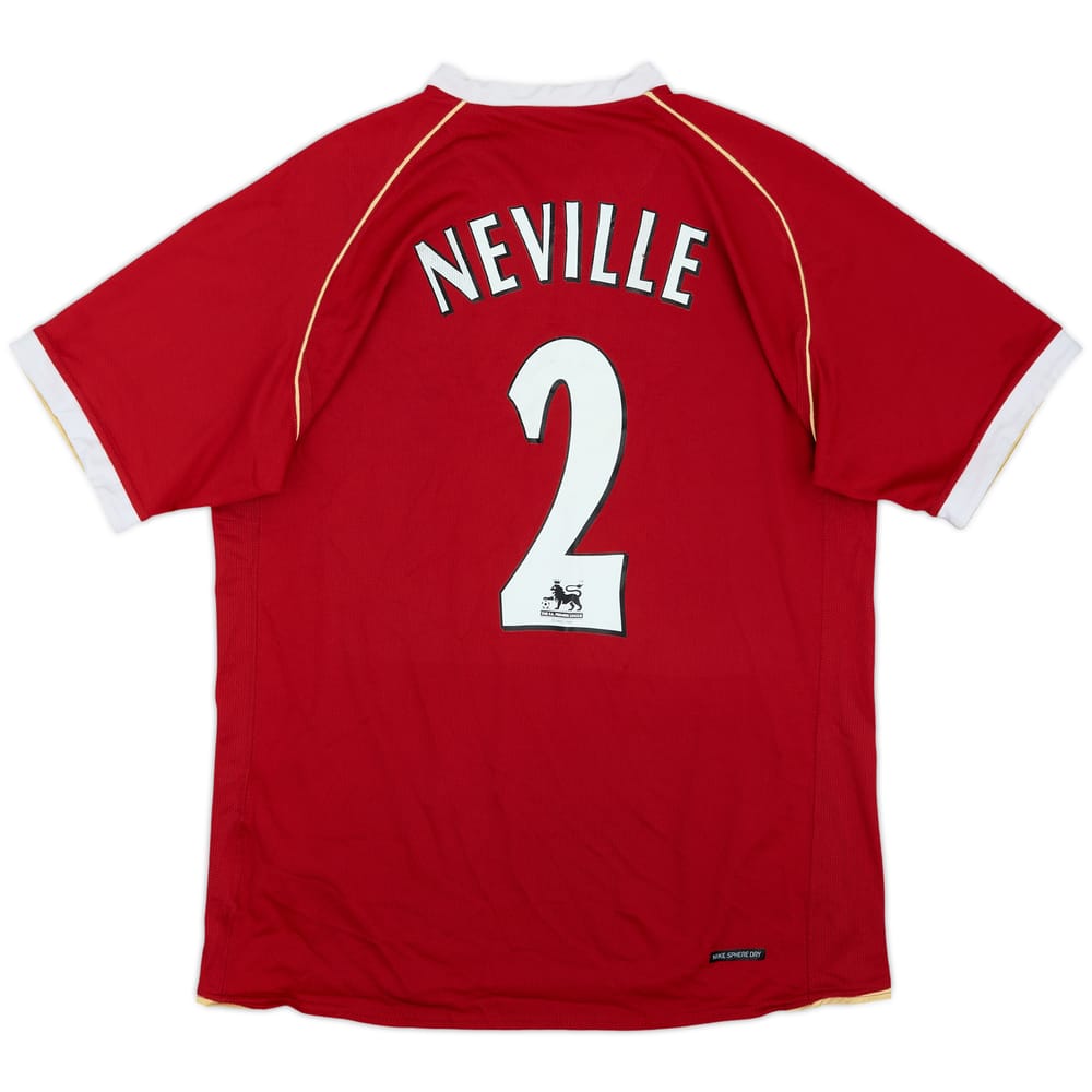 2006-07 Manchester United Home Shirt Neville #2 - 7/10 - (M)