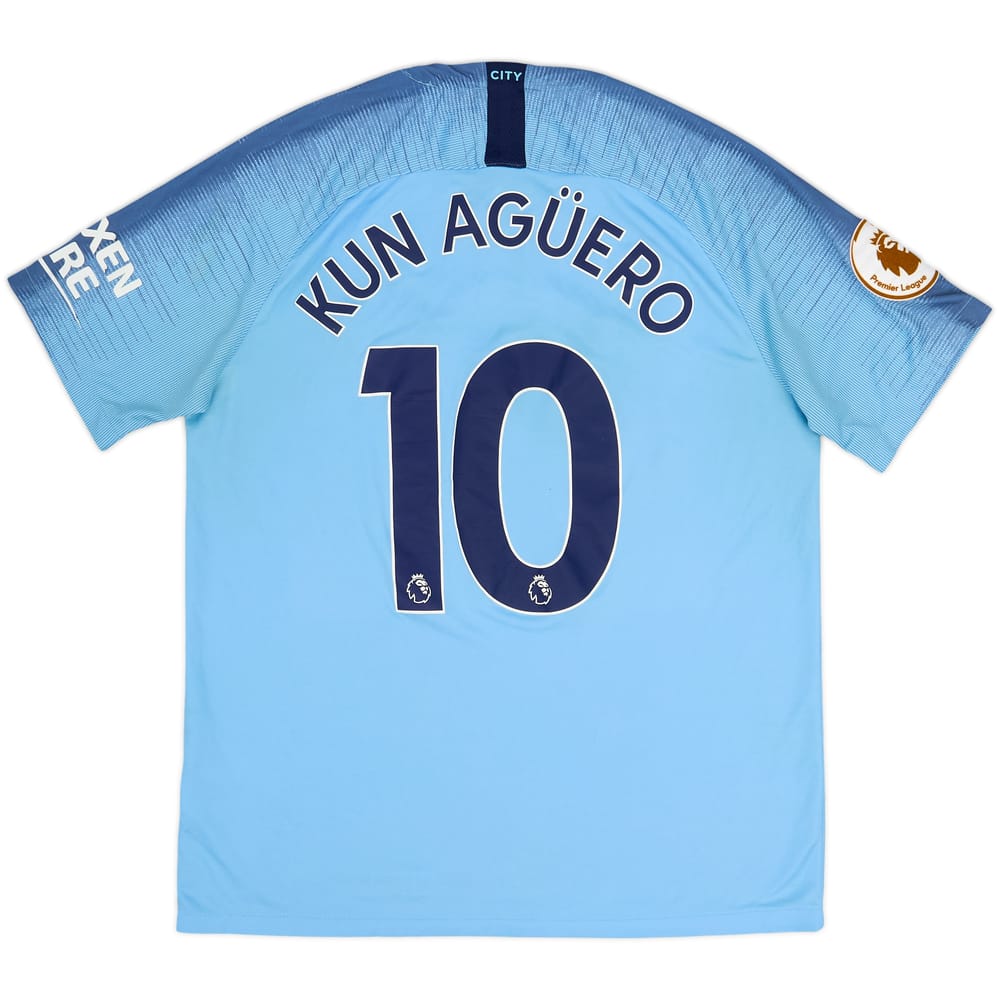 2018-19 Manchester City Home Shirt Kun Aguero #10 - 4/10 - (L)