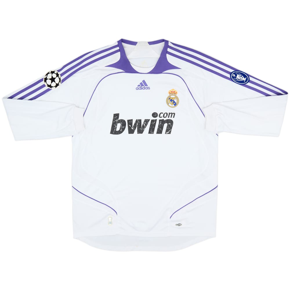 2007-08 Real Madrid Home L/S Shirt - 5/10 - (L)