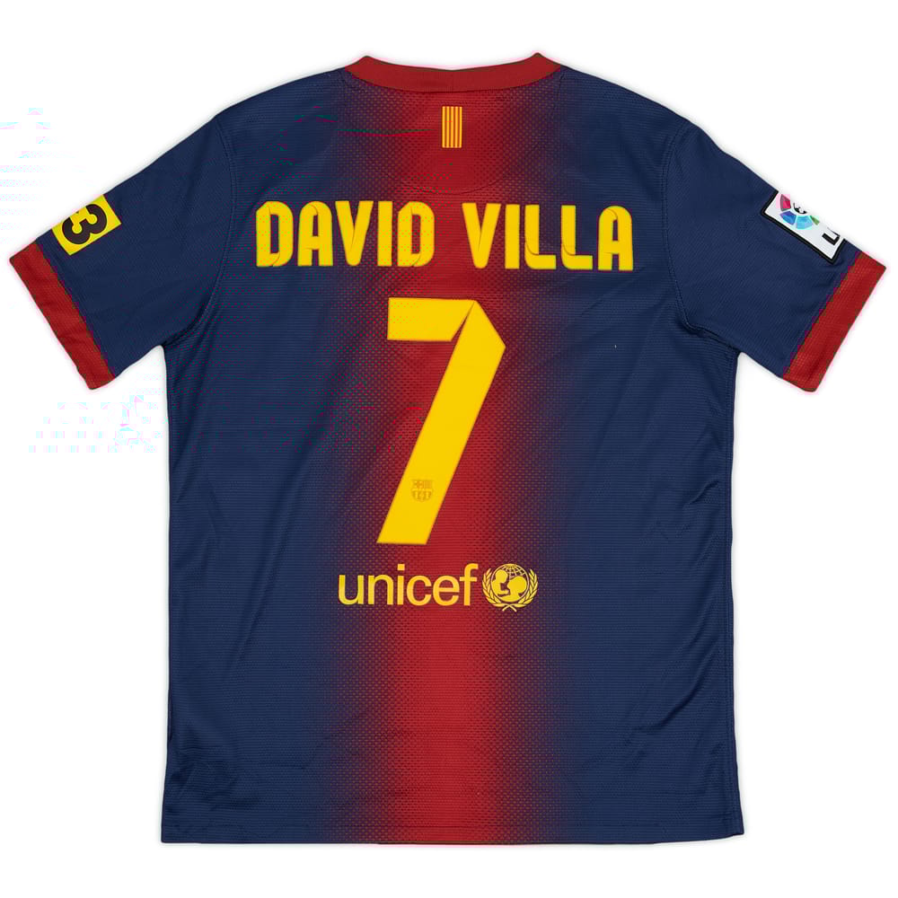 2012-13 Barcelona Home Shirt David Villa #7 - 7/10 - (L.Boys)