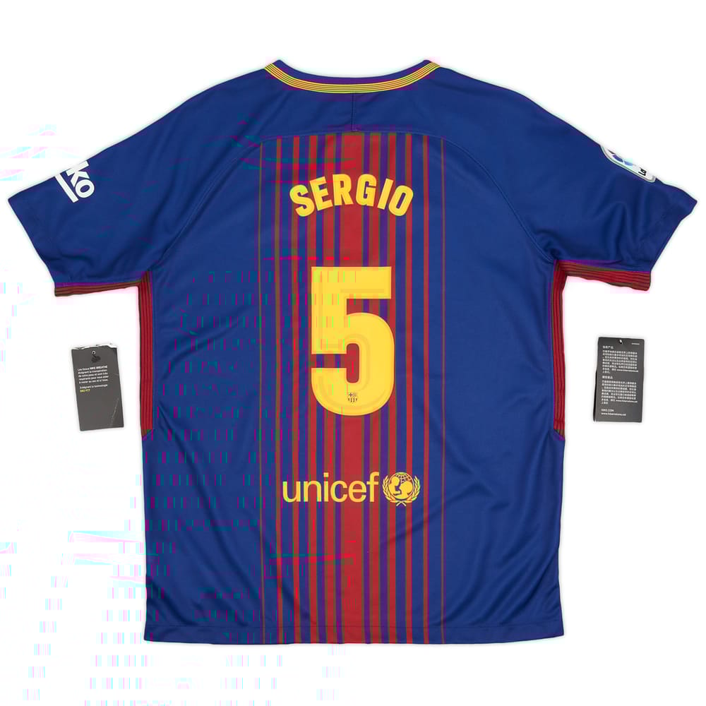 2017-18 Barcelona Home Shirt Sergio #5 (XL.Kids)