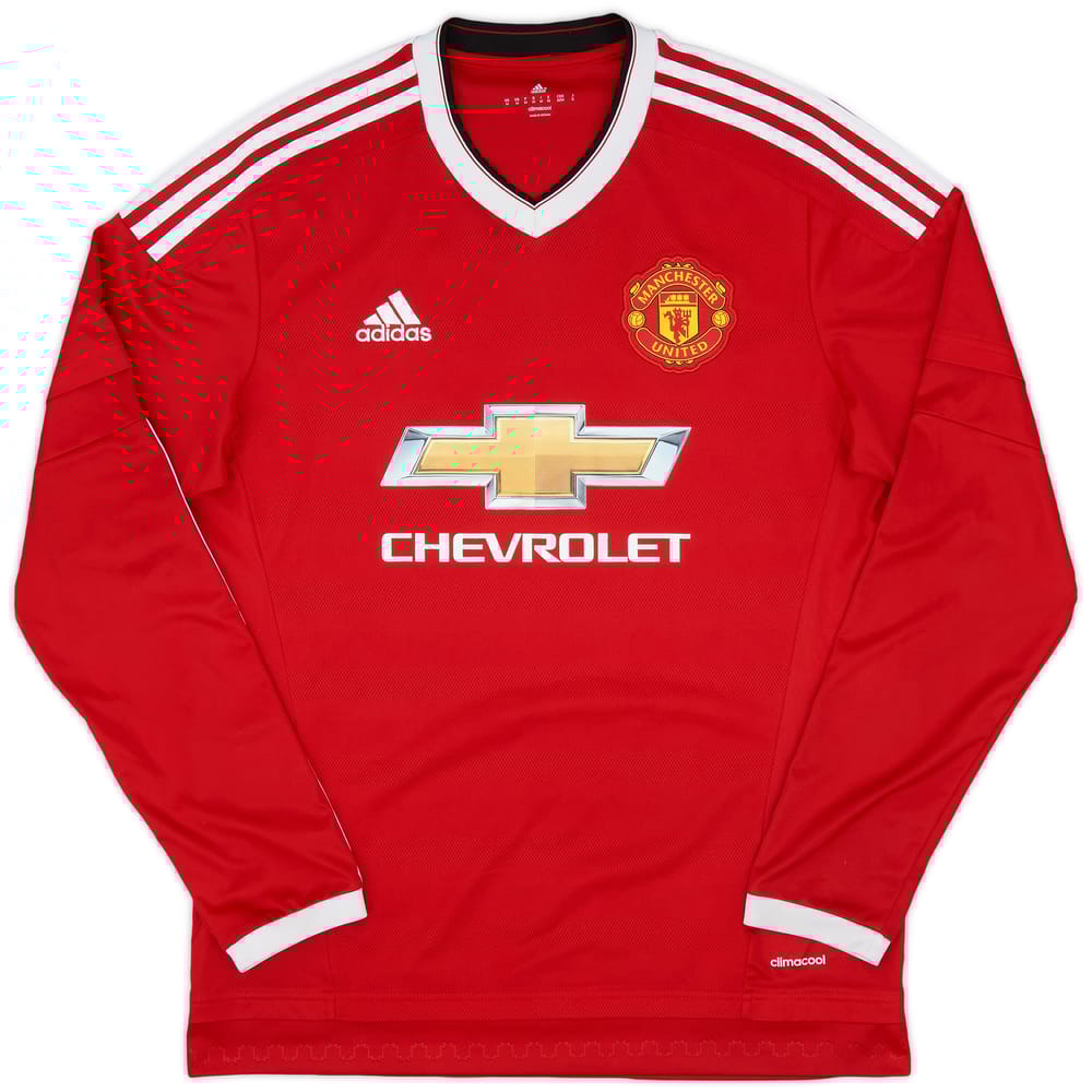 2015-16 Manchester United Home L/S Shirt - 8/10 - (M)