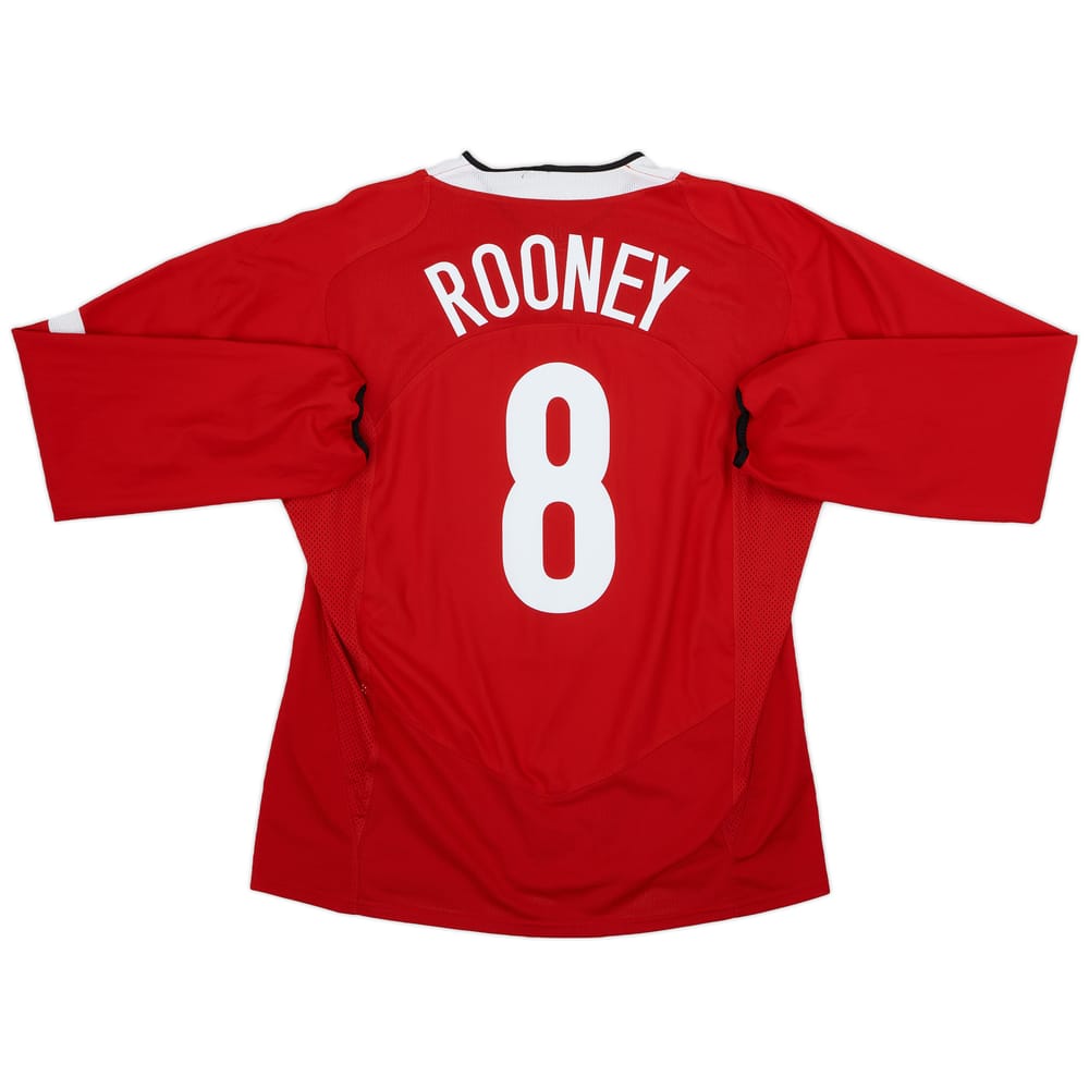 2004-06 Manchester United Home L/S Shirt Rooney #8 - 9/10 - (XL)