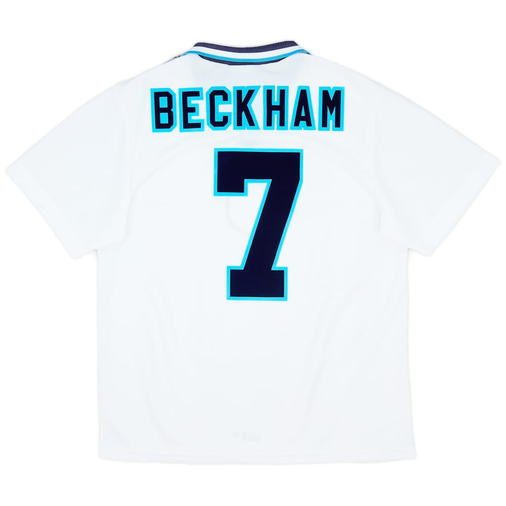 1995-97 England Home Shirt Beckham #7 - 8/10 - (L)