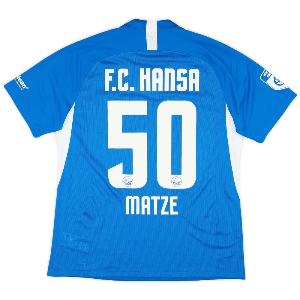 2021-22 Hansa Rostock Home Shirt Matze #50 - 9/10 - (XL)