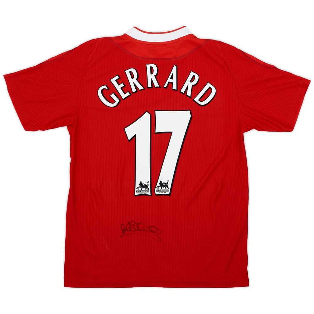 2002-04 Liverpool Signed Home Shirt Gerrard #17 - 9/10 - (M)